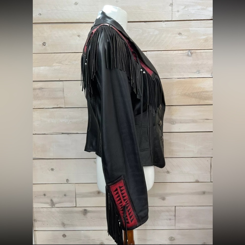Handmade Wilderness Wayne Nashville Cowboy Leather Jacket Black Fringe sz S - Picture 3 of 12